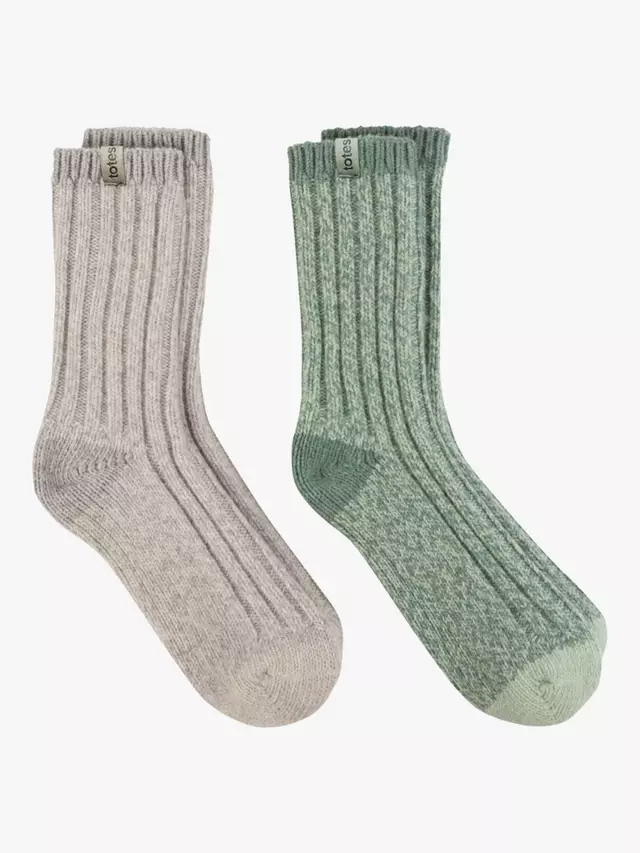 

Носки totes Chunky Wool Blend Thermal 2 шт, цвет grey/sage