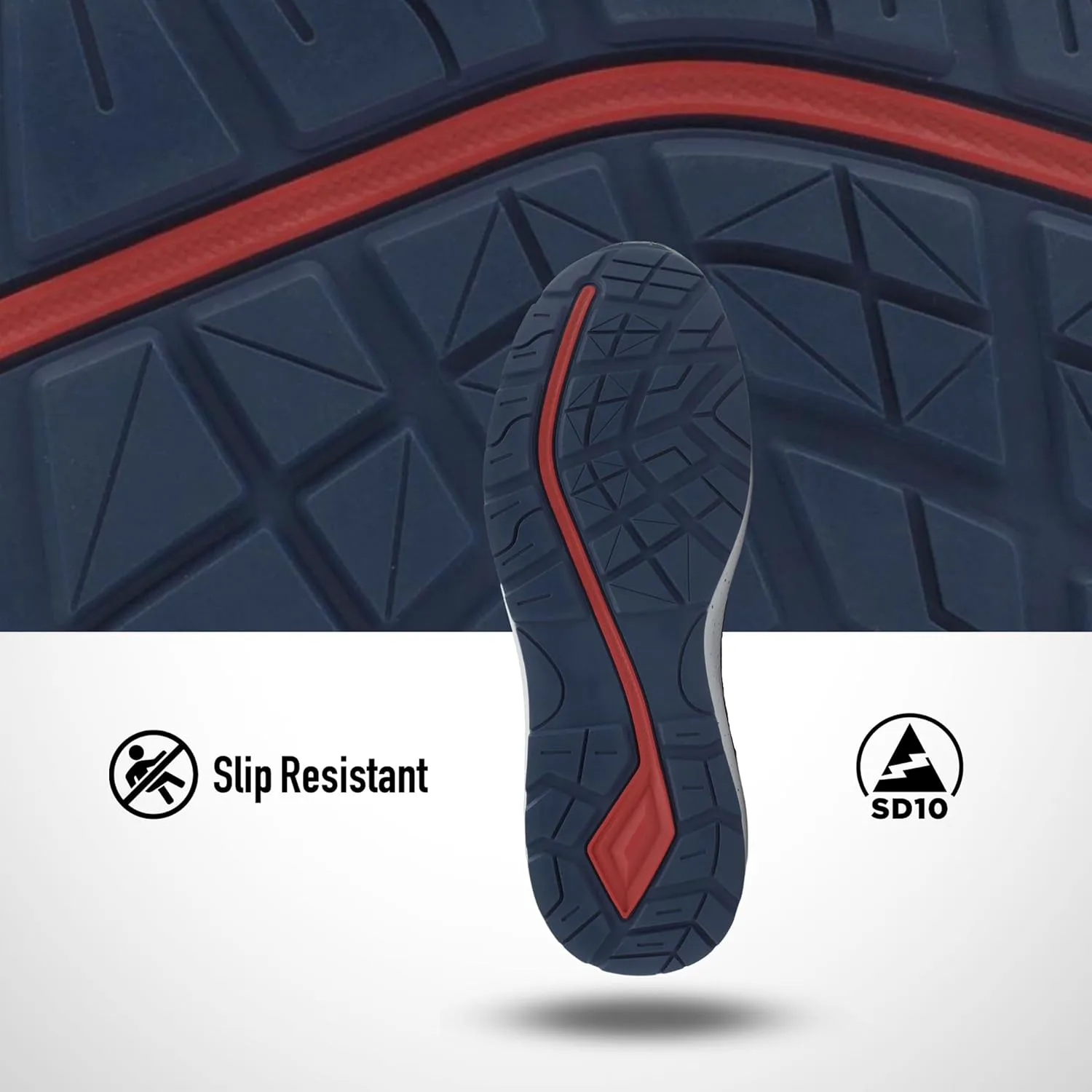 Мужские рабочие ботинки New Balance с композитным носком - противоскользящие, защищают от электричества, устойчивы к проколам - для промышленности и строительства, красный — фото 2