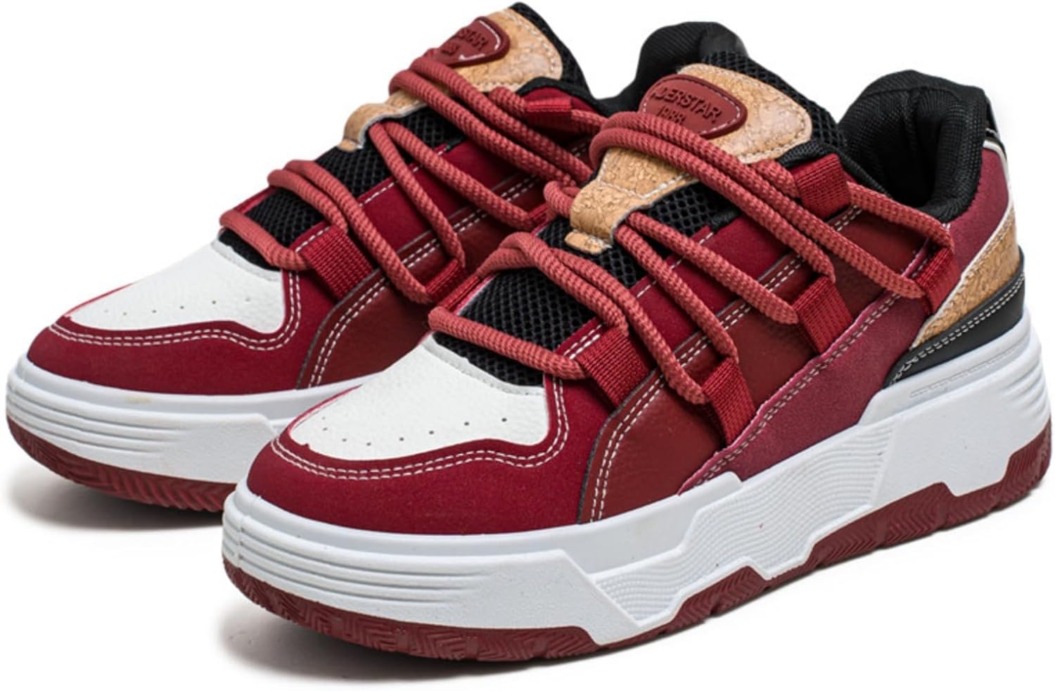 

Khwfjas Мужские модные кроссовки для повседневной ходьбы, противоскользящие и дышащие, подходят для походов на свежем воздухе, бега, кемпинга и носки в любое время года, бордовый