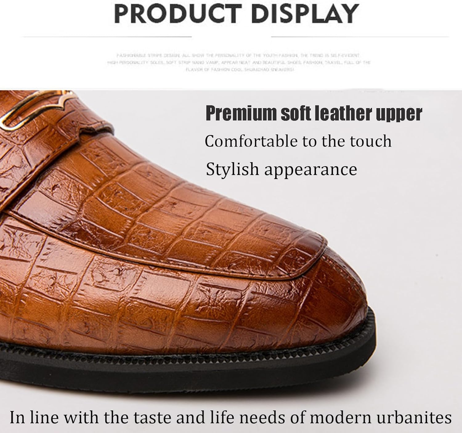 Мужские кожаные удобные слипоны Penny Loafers модные роскошные туфли с принтом Oxford, удобный массивный каблук, противоскользящие повседневные деловые туфли Galonfulty, черный — фото 3