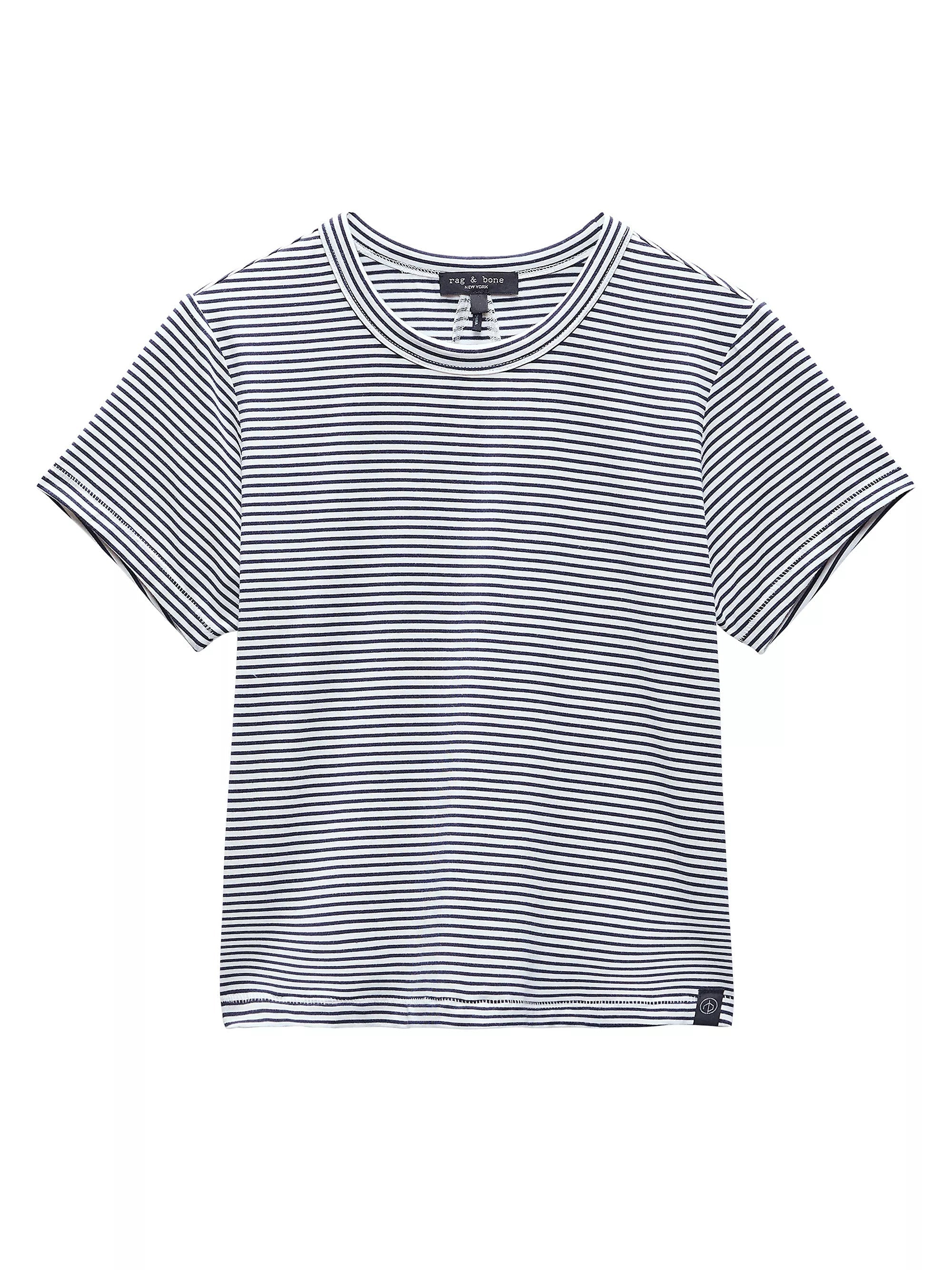 

Футболка Rag & Bone женская Luca Striped Baby Tee, черная/белая