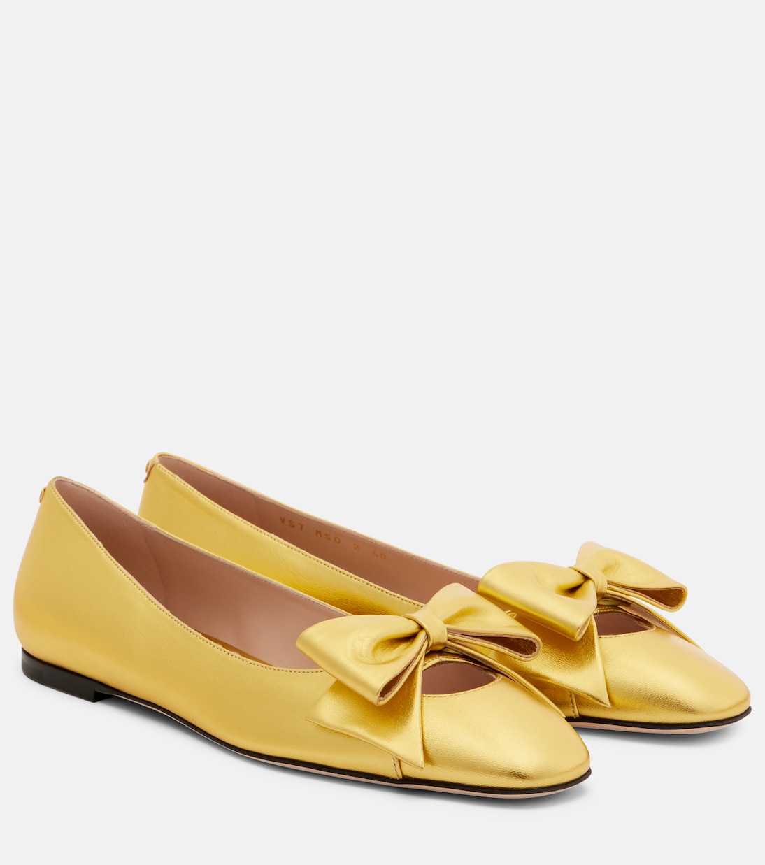 Балетки Bowow из металлизированной кожи Valentino Garavani, Old Gold