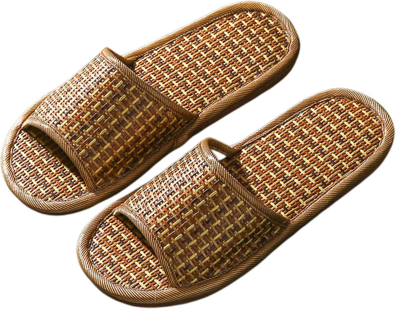 

Плетеные тапочки Zuwxeu из винной травы для лета, льняные тапочки для дома, противоскользящие коврики из травы, бамбуковые сандалии для женщин и мужчин, Thicken the Sole-light Coffee