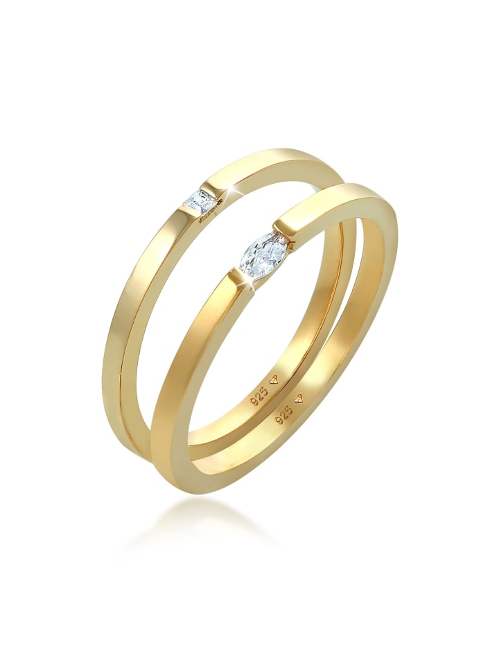 

Elli Кольцо из серебра 925 пробы в золотой оправе