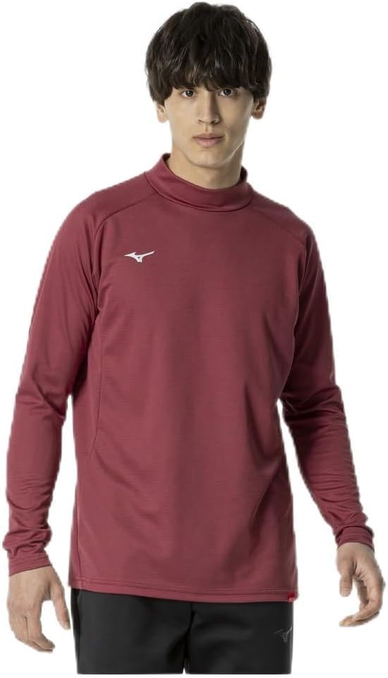 

Спортивная футболка Breath Thermo Training Wear с высоким воротником и длинными рукавами, отводящая влагу и выделяющая тепло, 32MAB544 Mizuno, красный