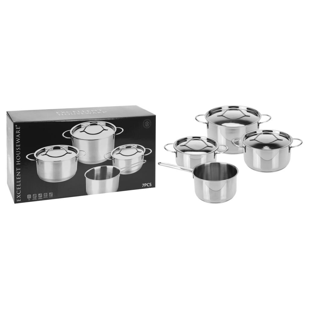 

Отличная посуда 7 шт. Набор кастрюль из нержавеющей стали 6 мм Excellent Houseware, серебро
