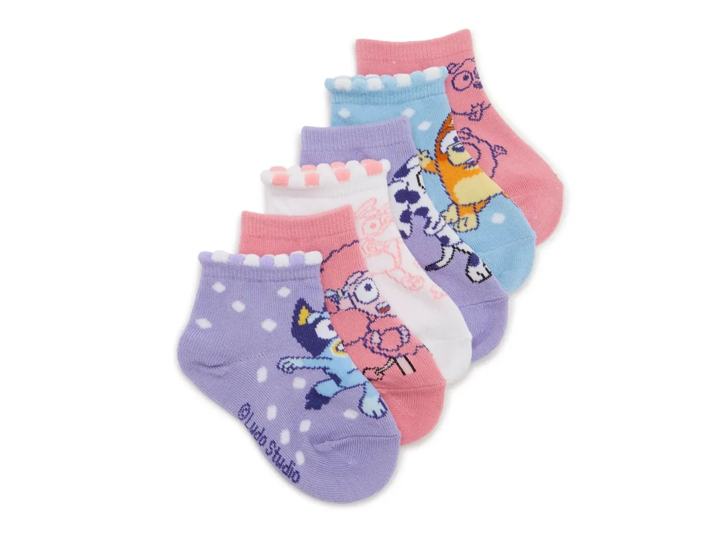 

Детские носки Bluey Bluey Scalloped Ankle Sock - 6 шт. в упаковке, разноцветные