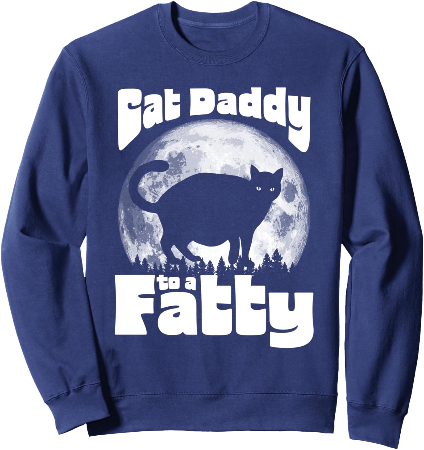 

Забавная винтажная толстовка «Папа кота толстяку!» с изображением полнолуния и пухлого папы Pet Mom & Dad Retro Cat Tees, темно-синий