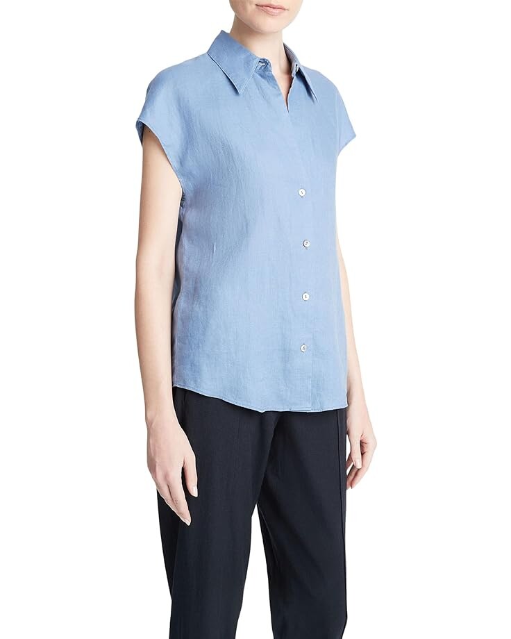 

Блуза Vince Cap Sleeve Button Down, цвет Azure Gem