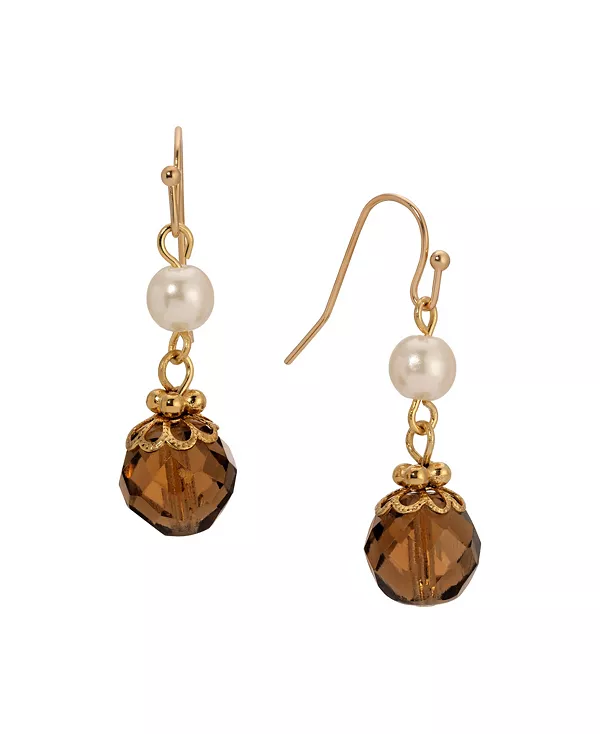 

Двойные серьги с топазом и искусственным жемчугом 2028, multi