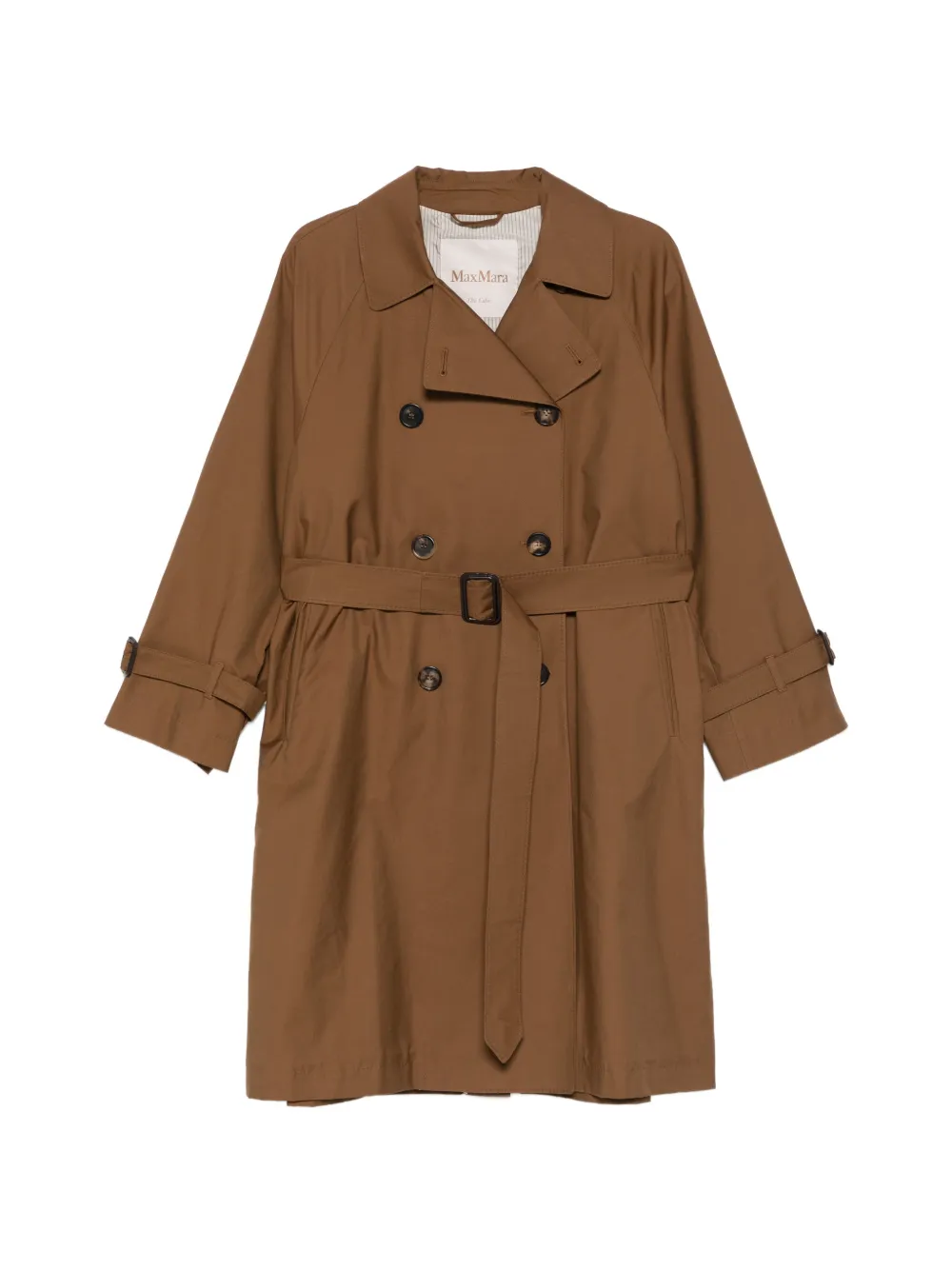 

Двубортное пальто с поясом Max Mara, коричневый