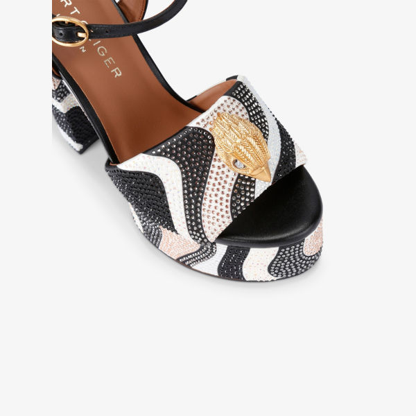 Сандалии плетеные Kurt Geiger London с украшением из страз, черный / белый — фото 4
