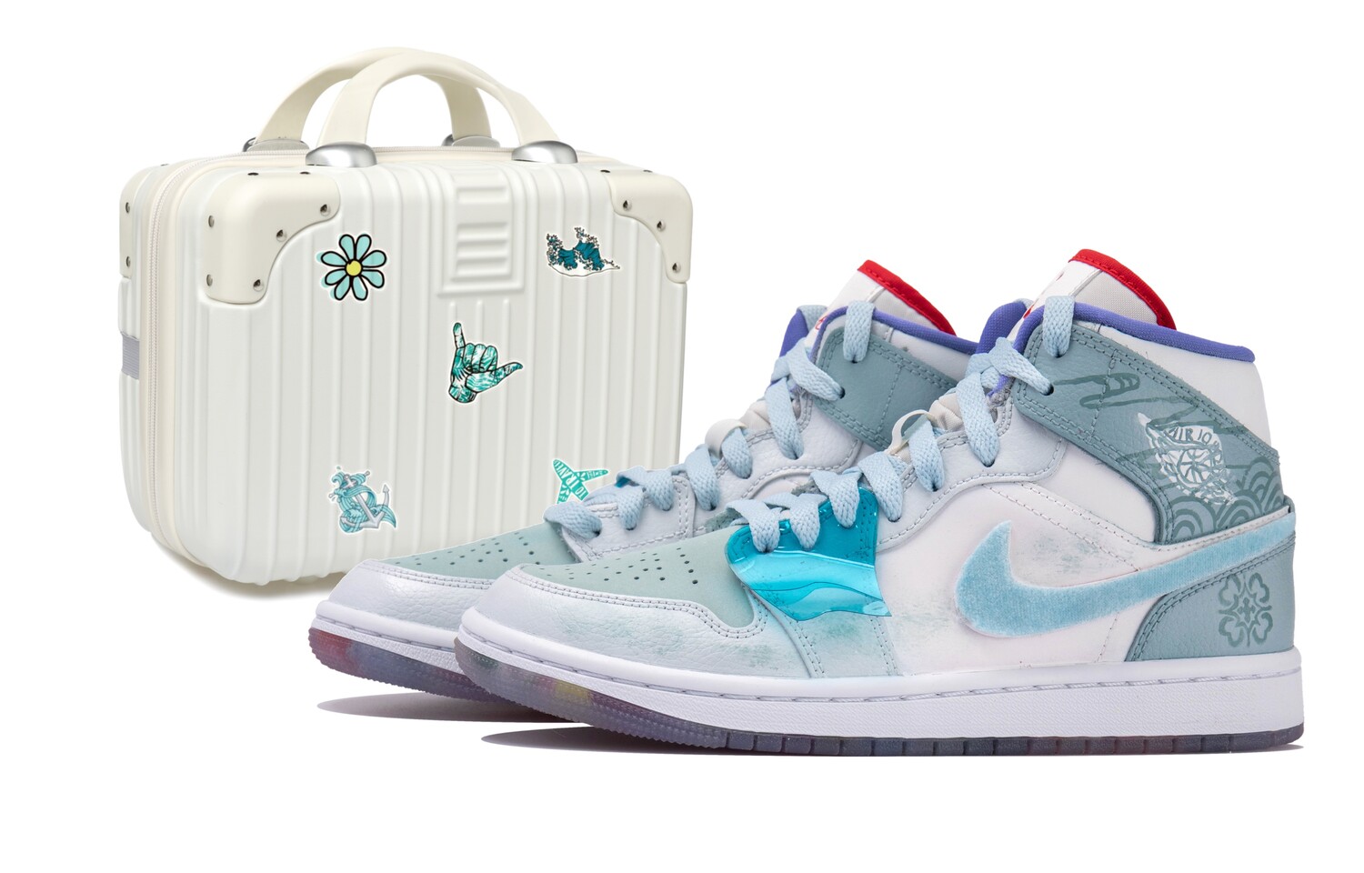 

Кроссовки Air Jordan 1 Vintage Basketball Shoes Women's Mid-top White/blue, белый/синий