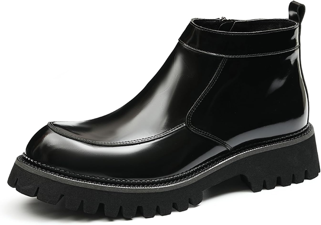 

Мужские ботинки Santimon Mens Chelsea, повседневные, из натуральной кожи, чукка, с молнией, толстой подошвой, западного стиля, ковбойские, для мужчин, модные, для выпускного, свадьбы, деловые ботинки до щиколотки, черный