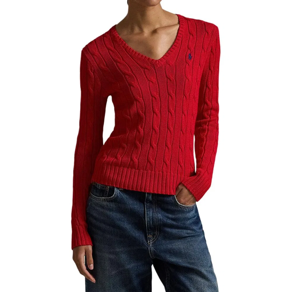 Свитер с косами Polo Ralph Lauren красный — фото 3