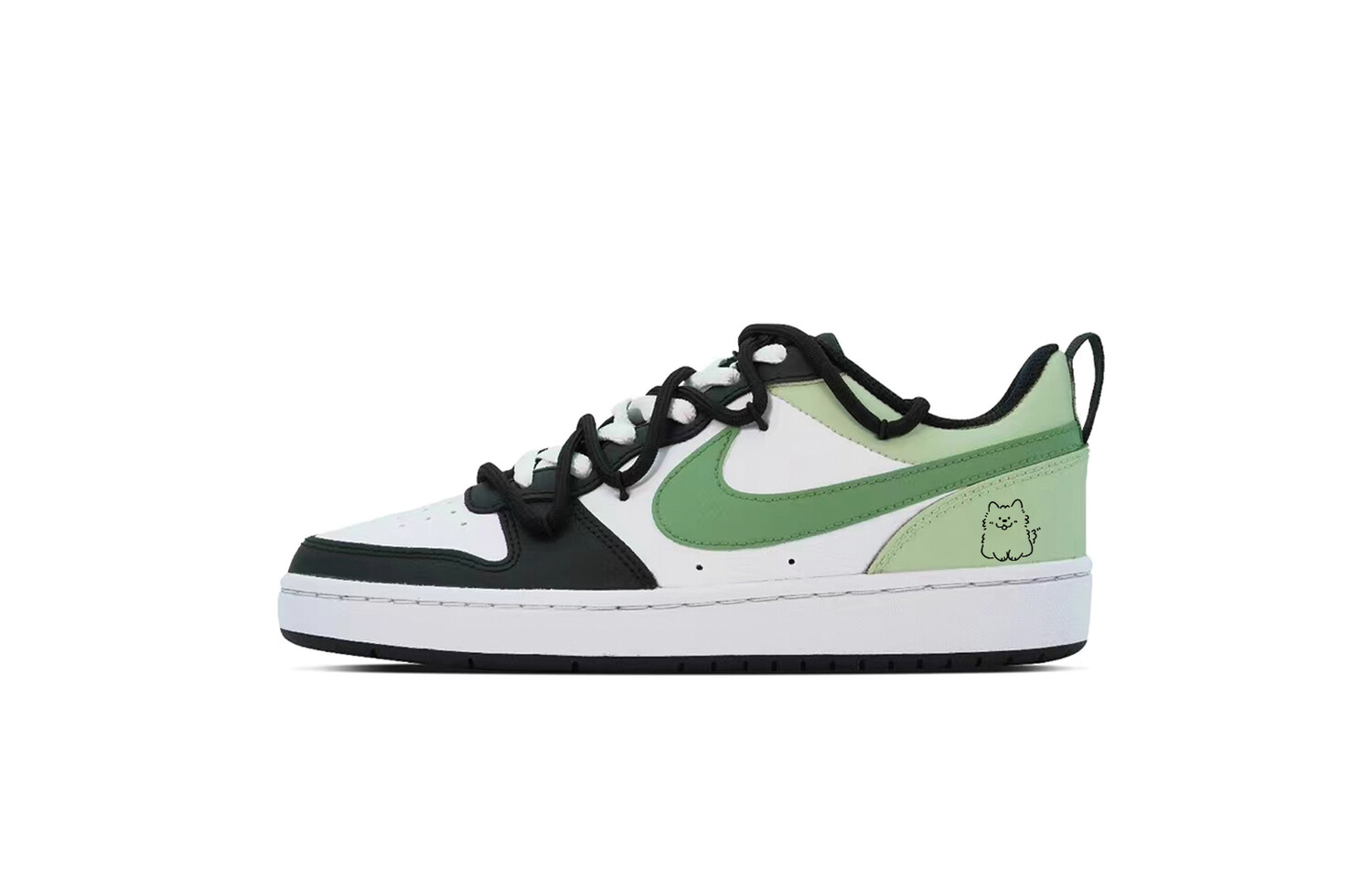 

Кроссовки Nike Court Borough Skateboarding Shoes Women's Low-top White/Black/Green, зеленый