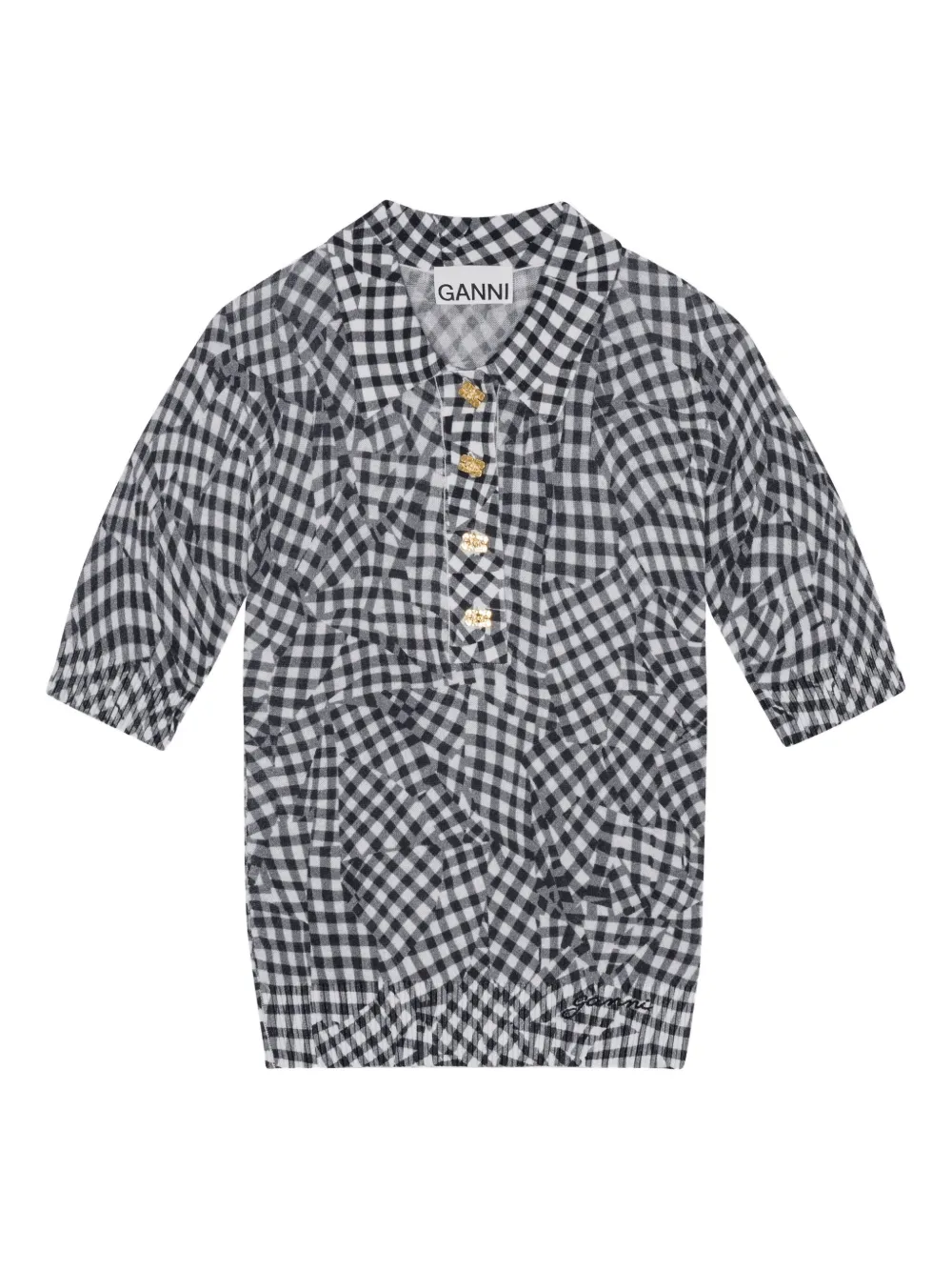 

Топ с жаккардовым узором GANNI, черный