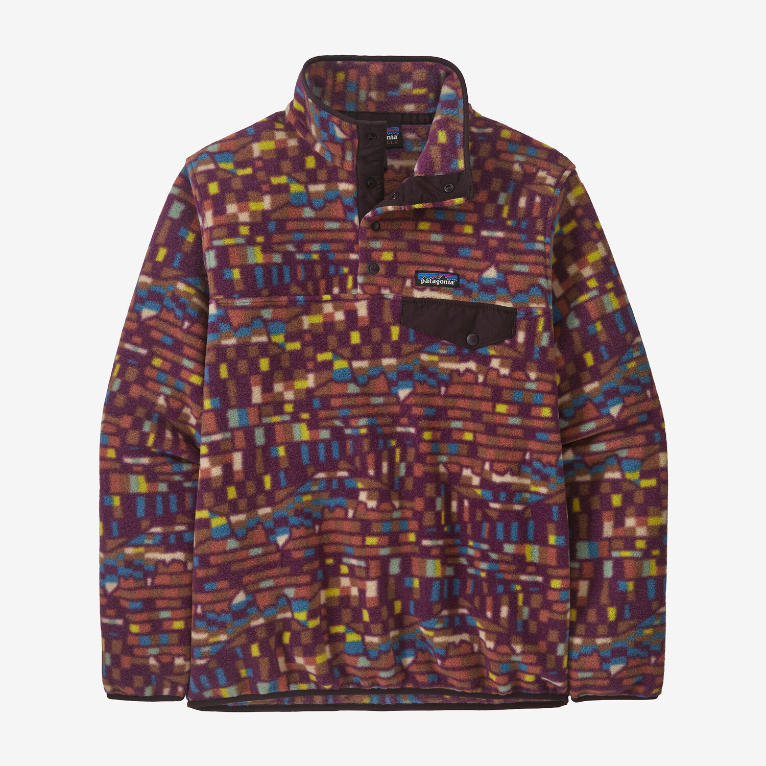 

Женский легкий флисовый пуловер Synchilla Snap-T Patagonia, цвет Fitz Roy Patchwork: Night Plum