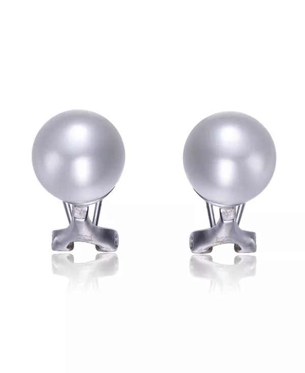 

Серьги из стерлингового серебра с покрытием из белого золота, прозрачными кубическими цирконами и белым жемчугом Genevive, white