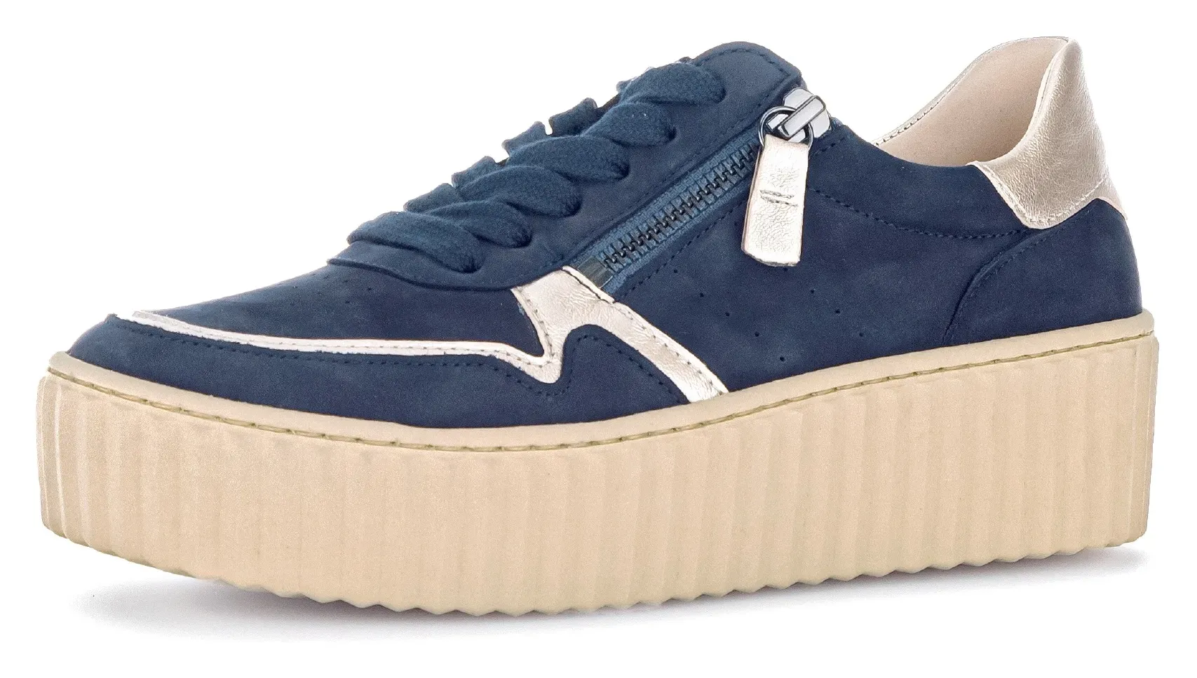 

Кроссовки на платформе Gabor, практичная внешняя молния, повседневная обувь, полуботинки, туфли на шнуровке, цвет Blau-Goldfarben