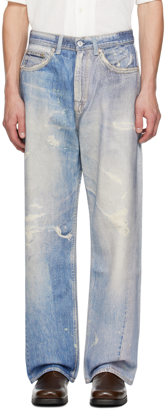 

Синие джинсы третьего покроя OUR LEGACY, Digital denim print