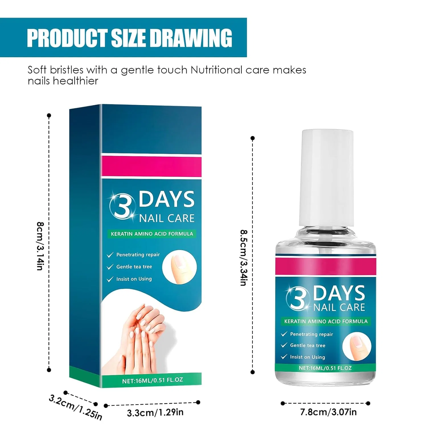 Масло для ухода за ногтями с кератином 3 Days Nail Care, 16 мл Encuryna — фото 2