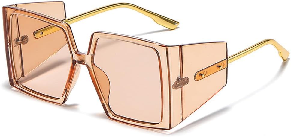 

Винтажные квадратные солнцезащитные очки в стиле панк для женщин, большие солнцезащитные очки в стиле стимпанк для мужчин, ретро-очки с защитой от ультрафиолета UV400 HYYZZC, Lightbrown-brown