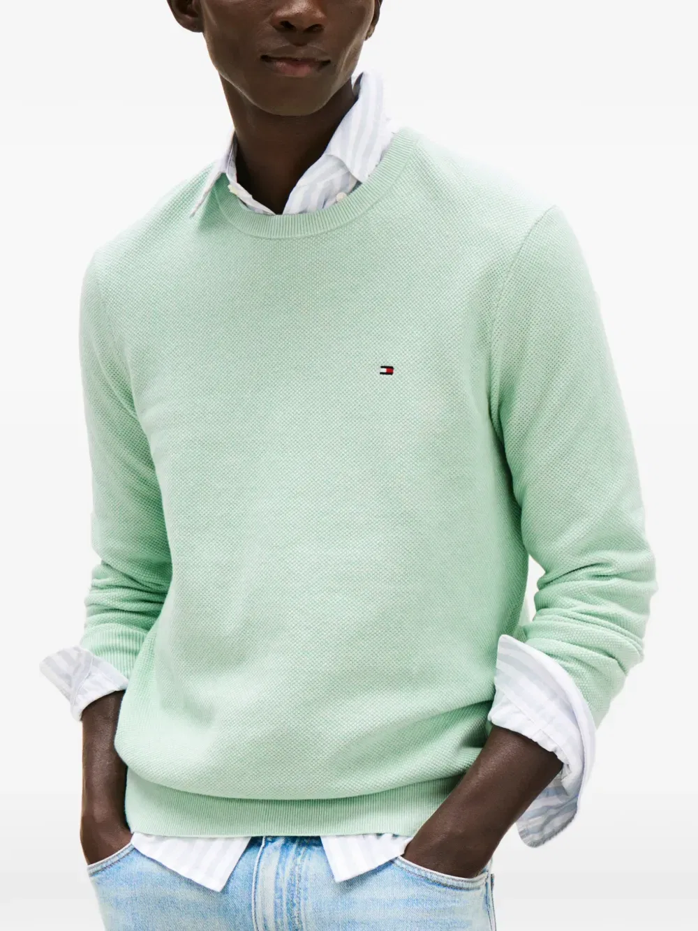 Свитер с круглым вырезом Tommy Hilfiger, зеленый — фото 4