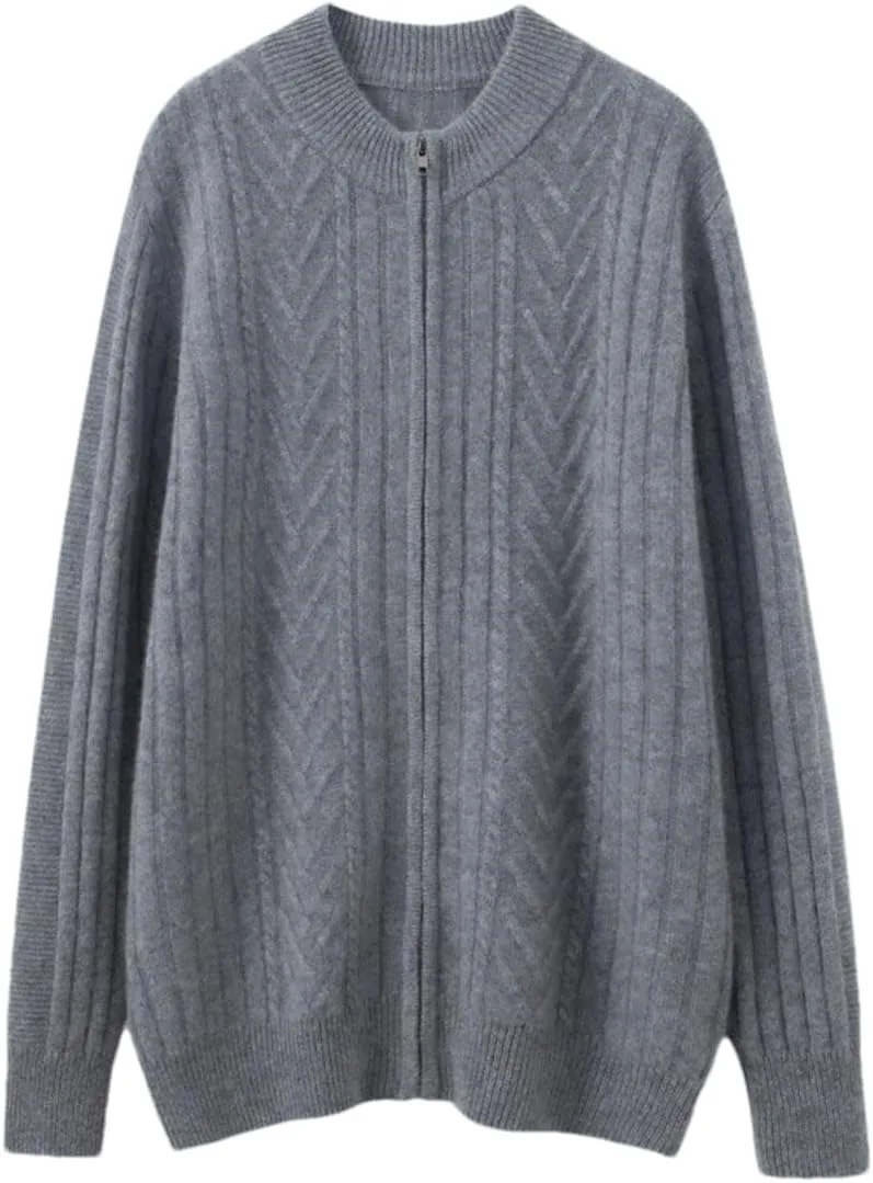 

Мужской кардиган с V-образным вырезом и молнией, кашемир, толстая вязка HEYDHSDC