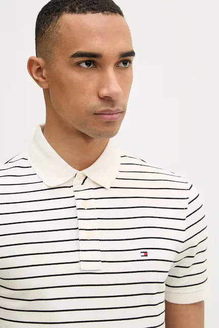 Поло из хлопка Tommy Hilfiger, бежевый — фото 4