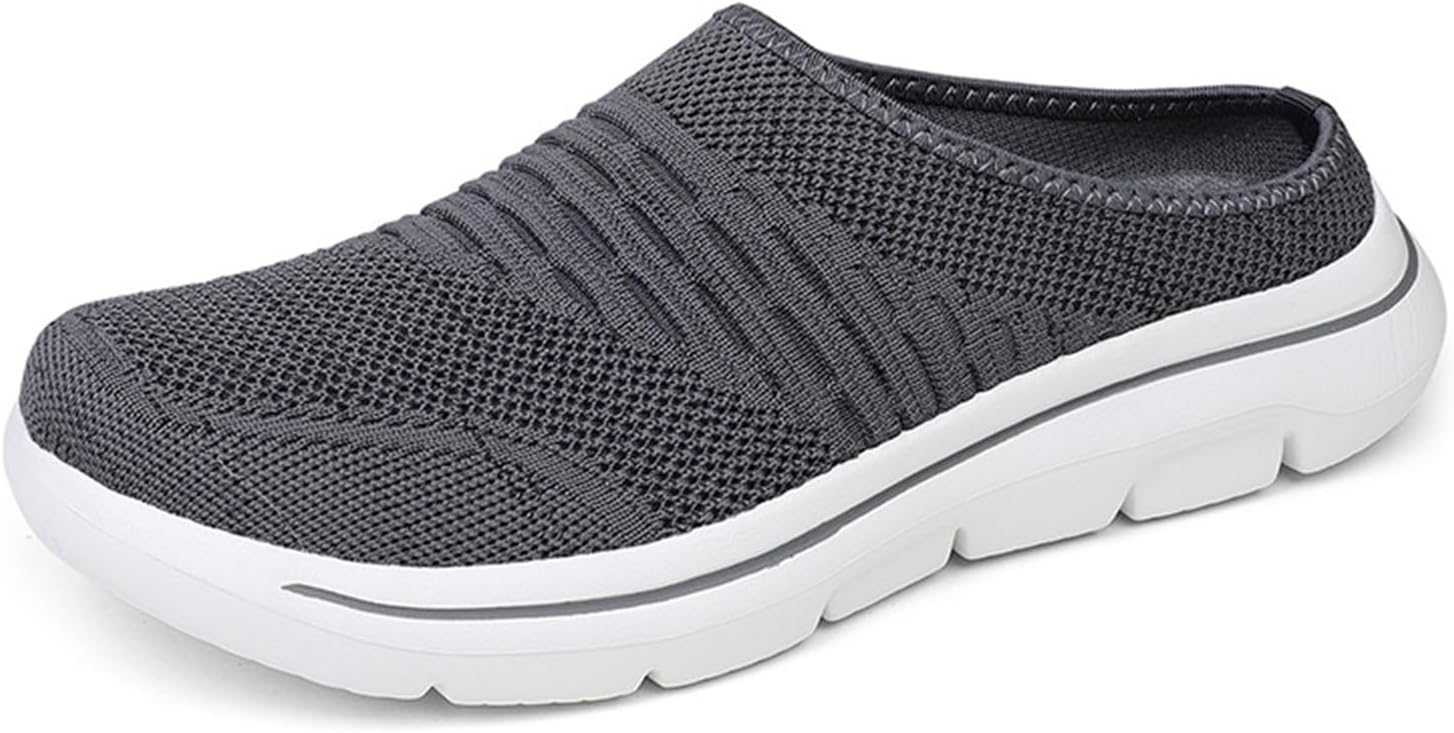 

Qesulk Мужские и женские мюли и сабо, дышащая сетка, прогулочные мюли, модные кроссовки, обувь без задника на подкладке, дышащие тапочки, закрытые шлепанцы, обувь на низком клине без застежек, пляжные сандалии для улицы, унисекс, темно-серый