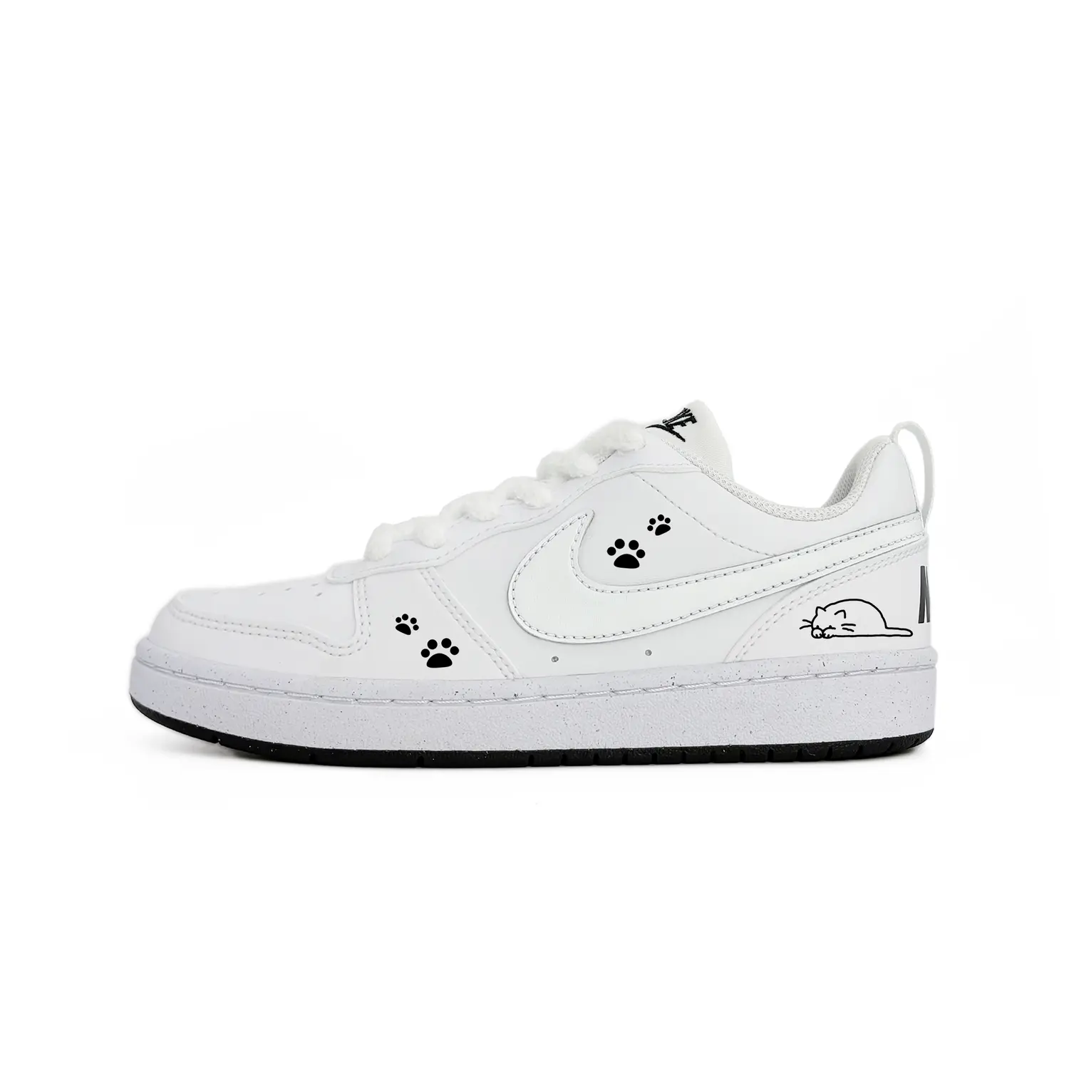 

Nike Court Borough Sleepy Cat Abrasion Resistant Kids' Skateboarding Shoes White Teenagers