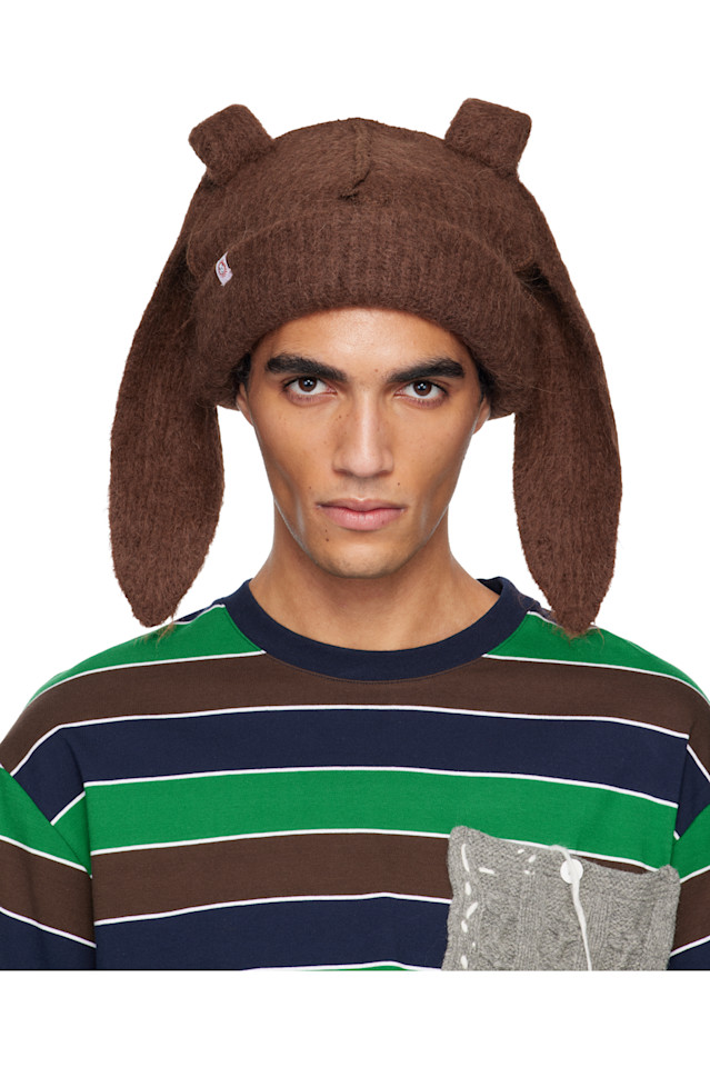 

Толстая шапка-бини из альпаки и кролика Charles Jeffrey Loverboy, коричневый