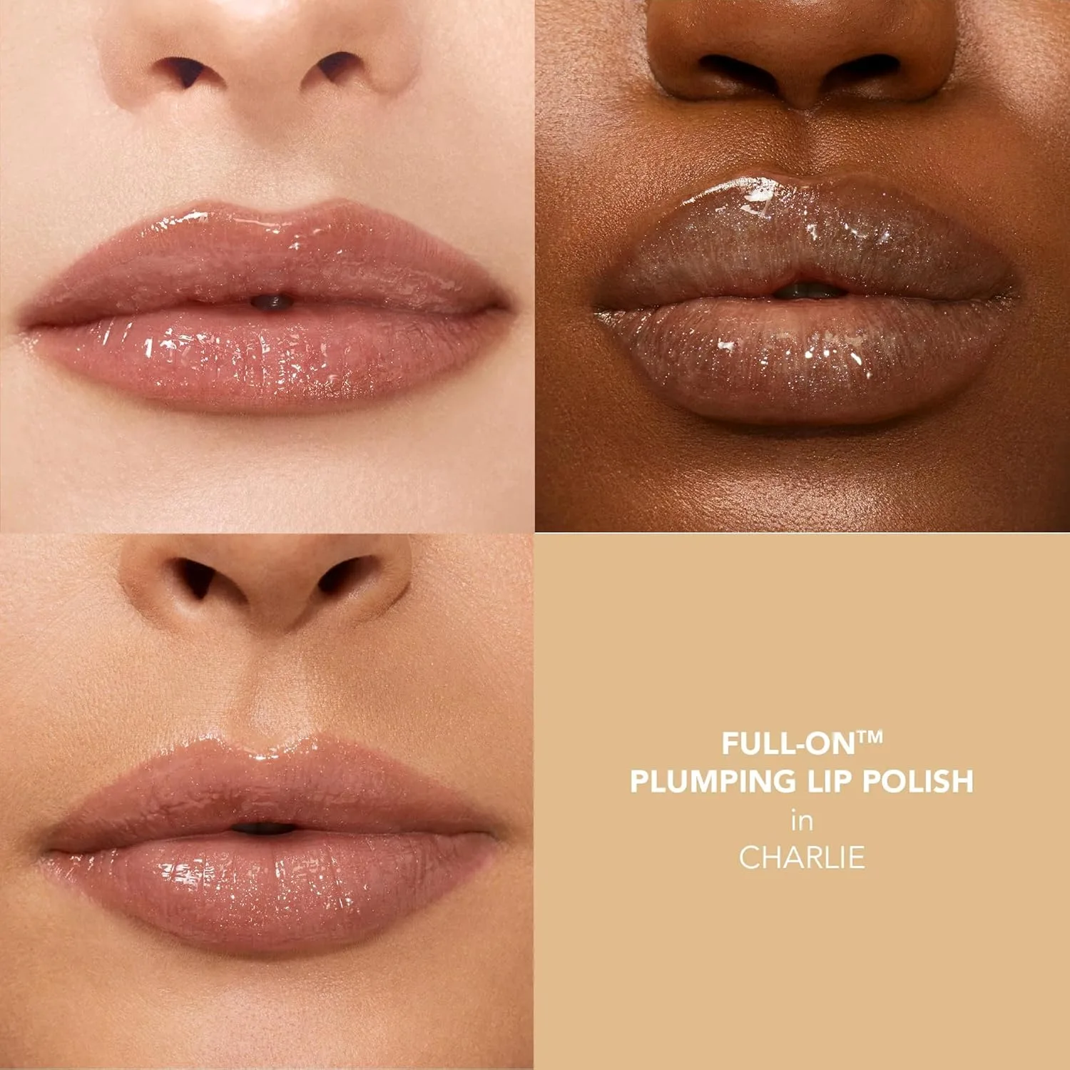 Buxom Full-On Plumping Lip Polish, блеск для губ, тонирующий блеск для губ, формула с пептидами и витамином Е для придания губам объема и увлажнения. 4,4 мл (1 шт.), AE Charlie (Shimmering Light Gold) — фото 3