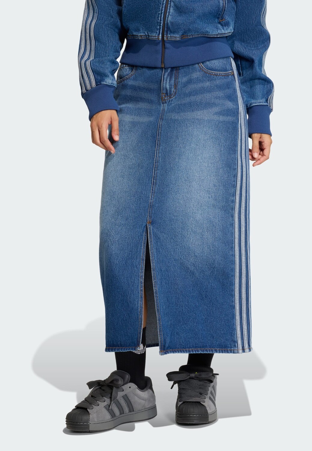 Adidas Originals Юбка в синем дениме — фото 2
