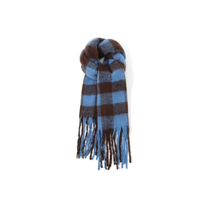

FREE RABBITⅡ Вязаный шарф унисекс, Blue Plaid