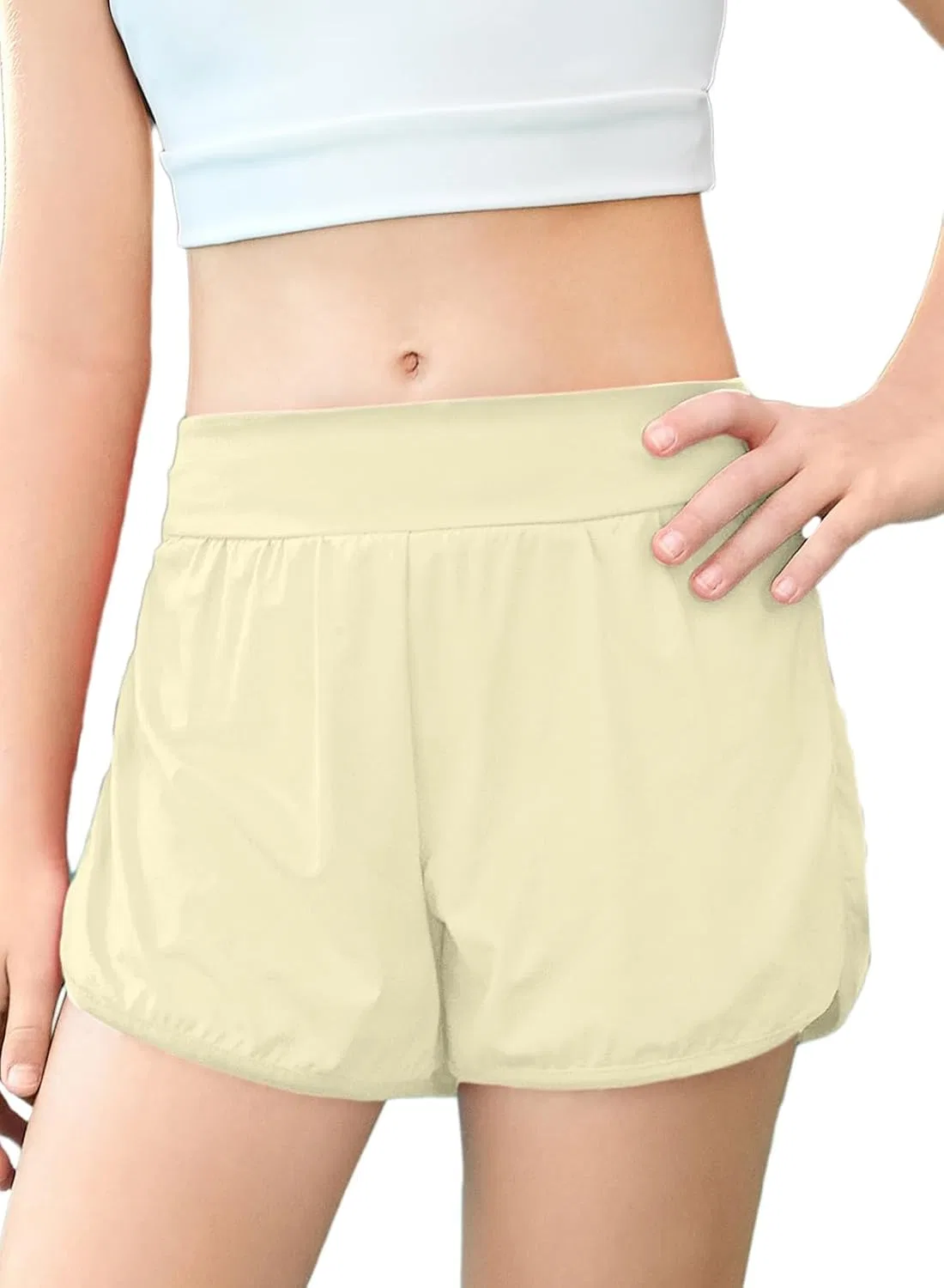 Шорты для девочек blibean 2-в-1 с карманами, A Beige