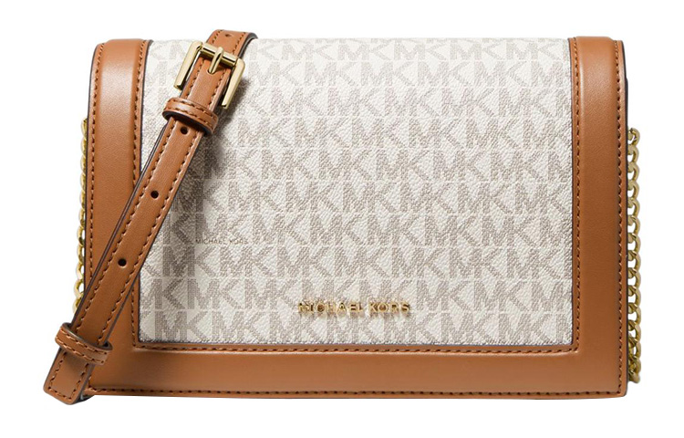 

MICHAEL KORS Дорожная холщовая сумка Jet Set Travel, сумка через плечо, большого размера, женская, ванильно-коричневого цвета