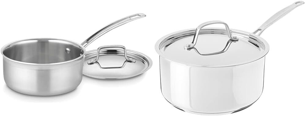 

Трехслойная кастрюля Multiclad Pro Cuisinart объемом 1,5 литра с крышкой, MCP19-16N и кастрюля с крышкой, коллекция посуды Chef's Classic из нержавеющей стали, 3 литра, 7193-20