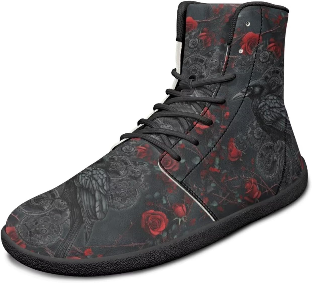 

Высокие кроссовки с рисунком птицы, ультралегкие, мужские, с широкой колодкой, ботинки, кроссовки для бега с нулевым перепадом Watdotory, Raven Rose Design