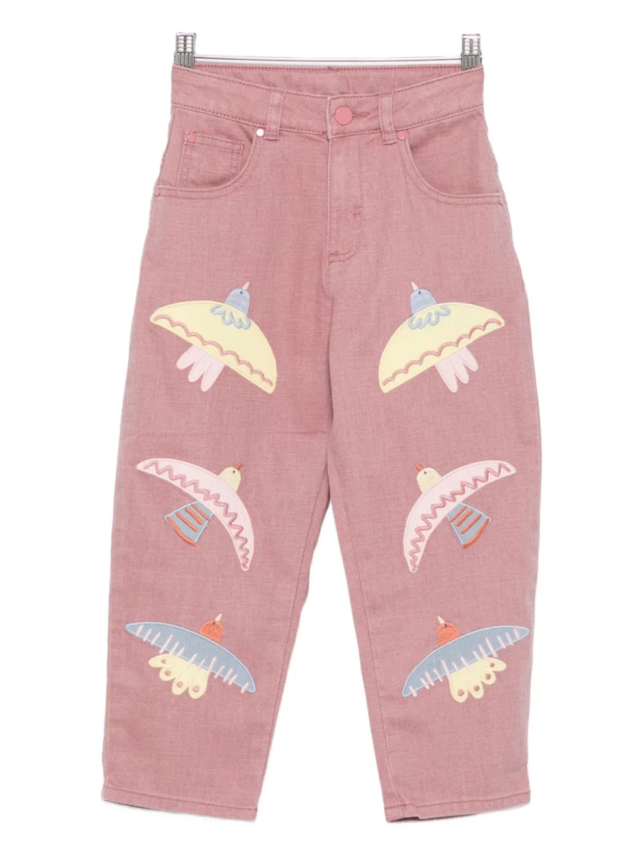 

Джинсы Stella McCartney Kids с вышитыми птицами, розовый