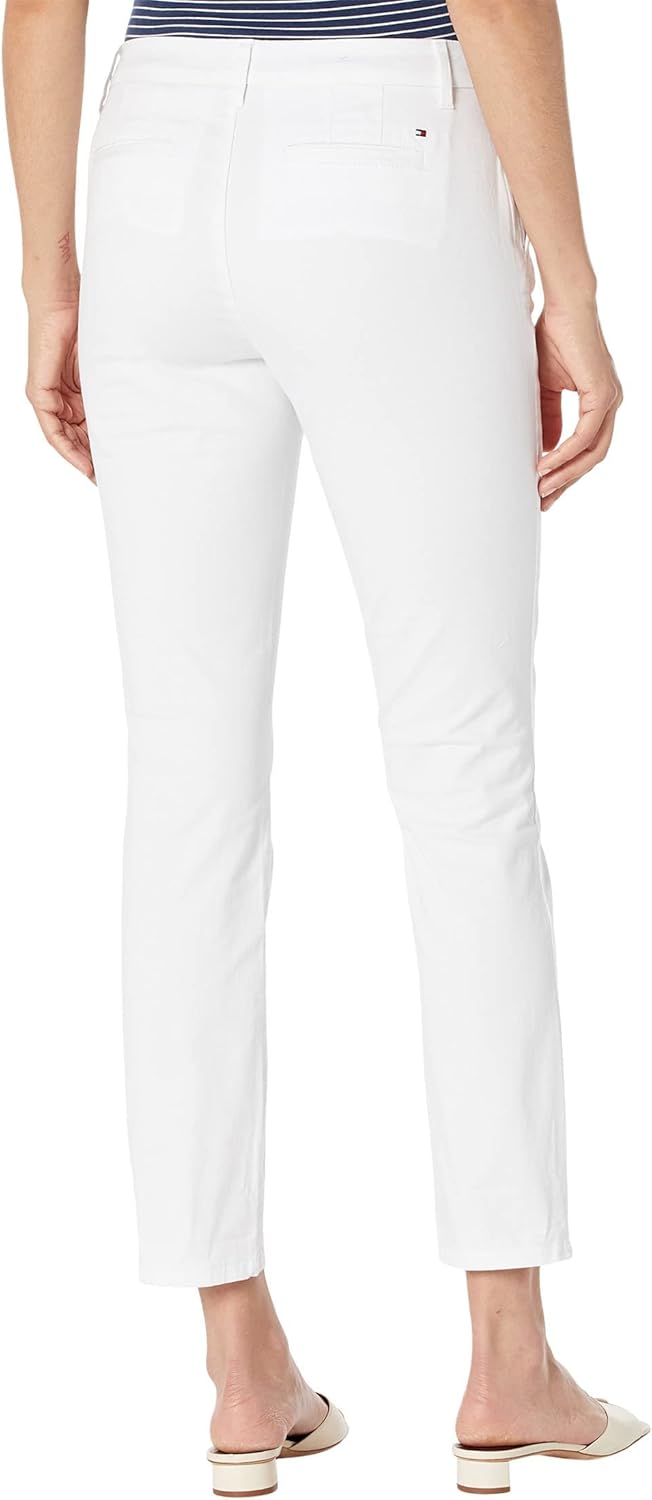 Женские брюки-чинос Tommy Hilfiger свободного кроя с манжетами Hampton прямого кроя, White — фото 2