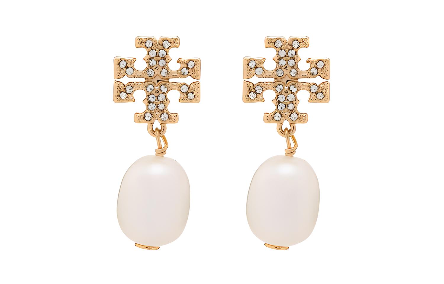 

Кира Паве жемчужные серьги-капли TORY BURCH, золото
