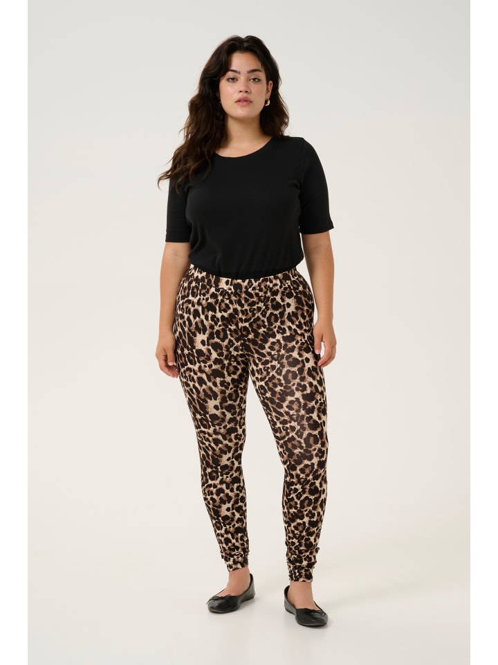 

Леггинсы KCpeppi Slim fit с коричневым принтом леопарда KAFFE curve