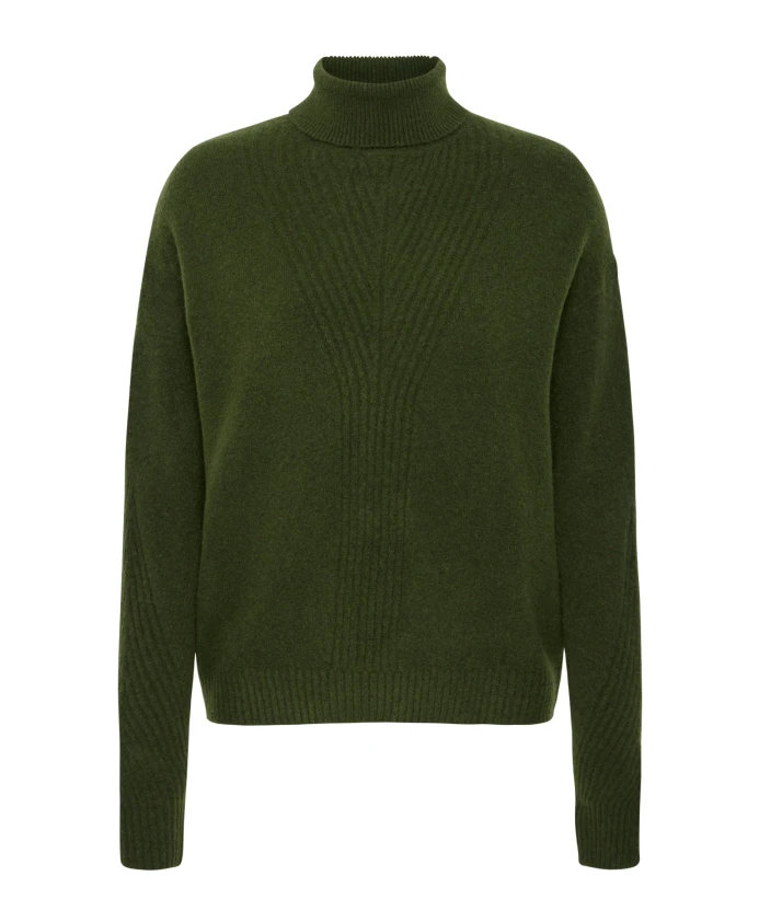 

Зеленый вязаный свитер с высоким воротником Ichi, зеленый