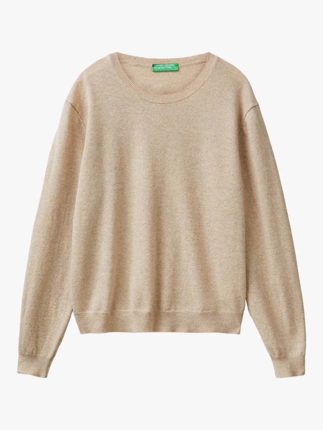 

Вязаный свитер с круглым вырезом из шерсти Benetton, Beige