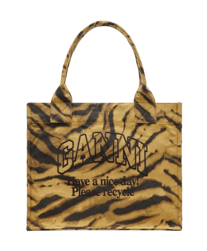 

Сумка с верхней ручкой и тигровым принтом Ganni, мультиколор