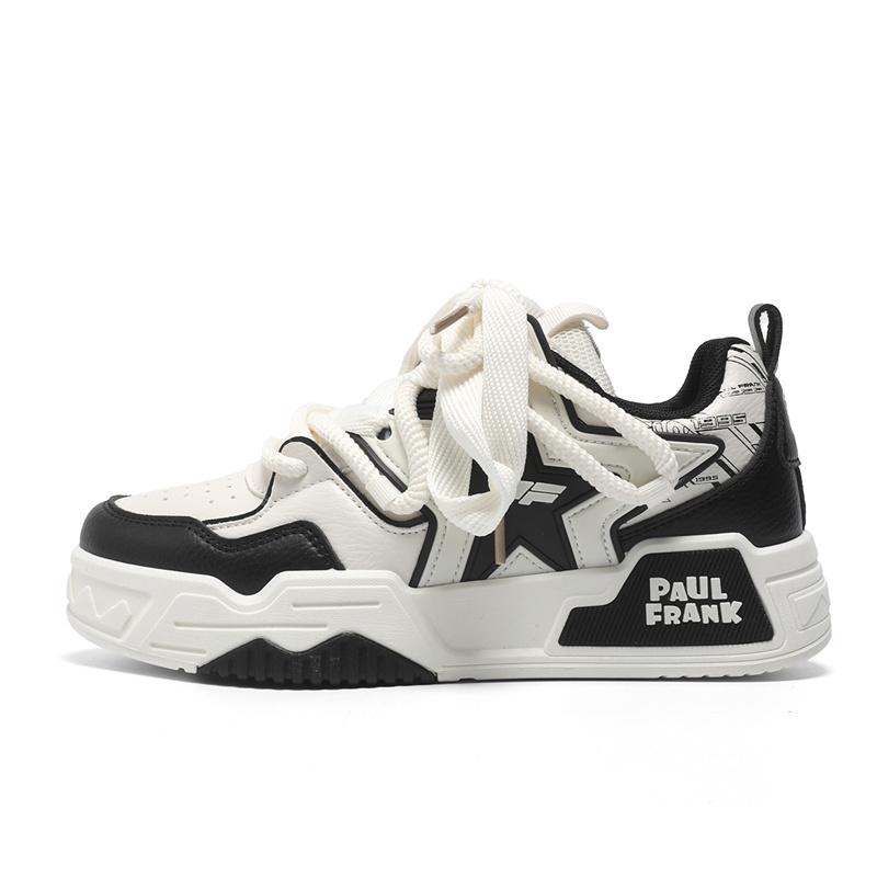

PAUL FRANK Антискользящие износостойкие низкие скейтерские кроссовки унисекс бежево-черные, цвет Beige Black