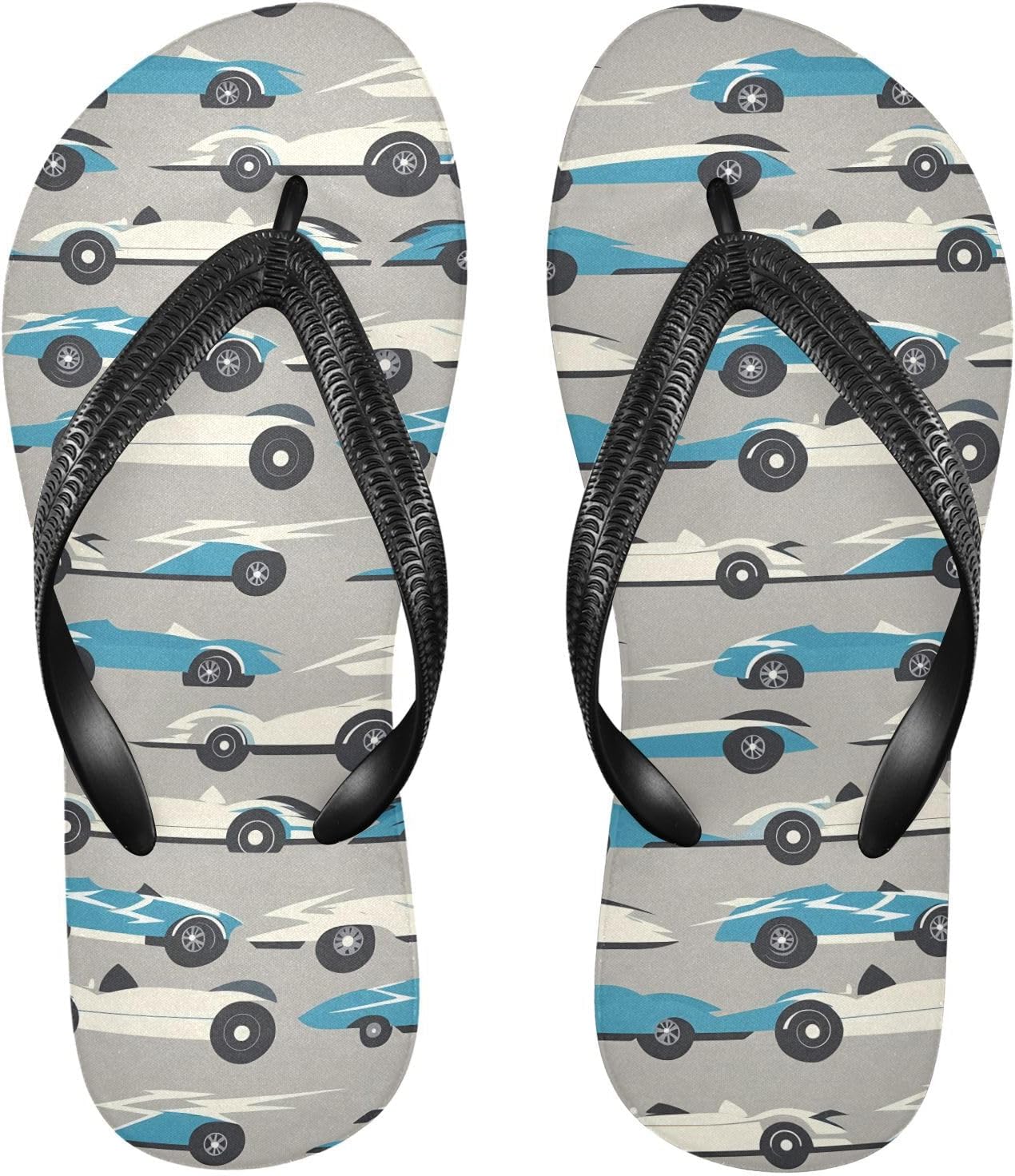 

Ретро автомобили синие серые шлепанцы пляжные летние повседневные сандалии для женщин и мужчин 20861751 Kfbe