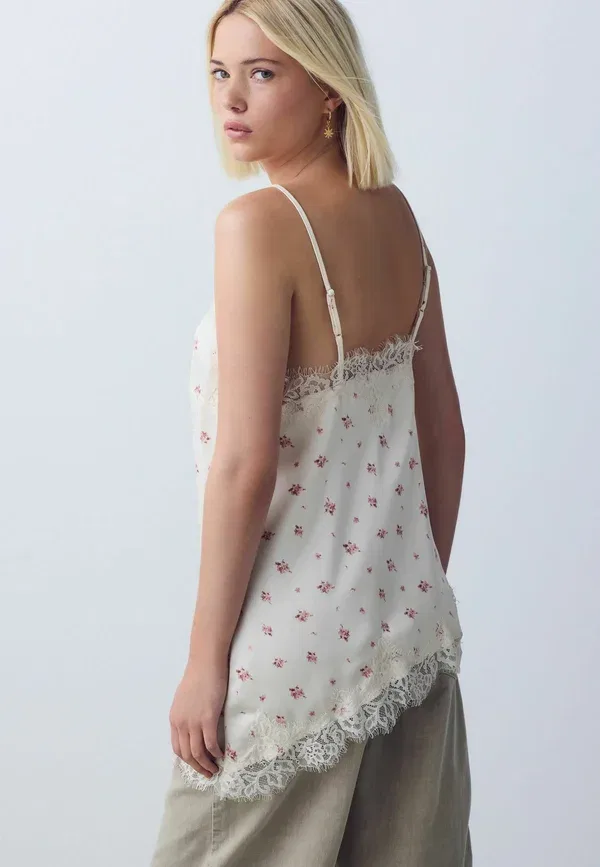 Топ Next, ecru ditsy floral print, кремовый с мелким цветочным принтом — фото 2